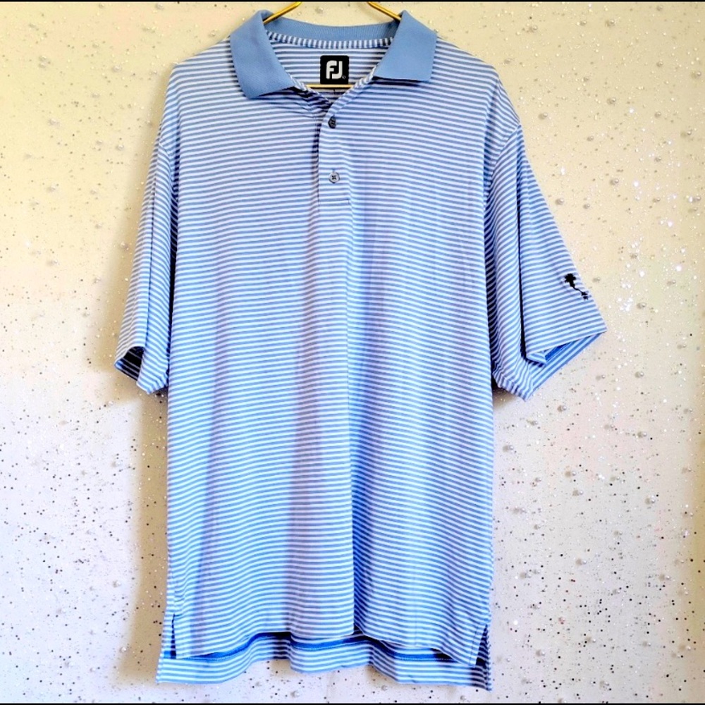 FootJoy Blue Striped Short Sleeve Golf Polo